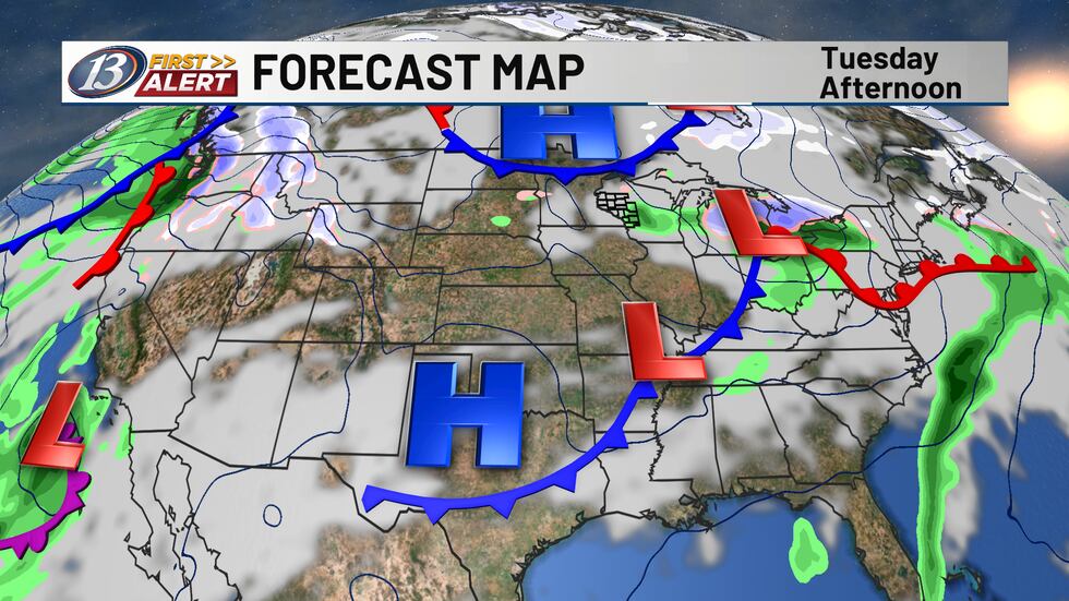 Tuesday surface map