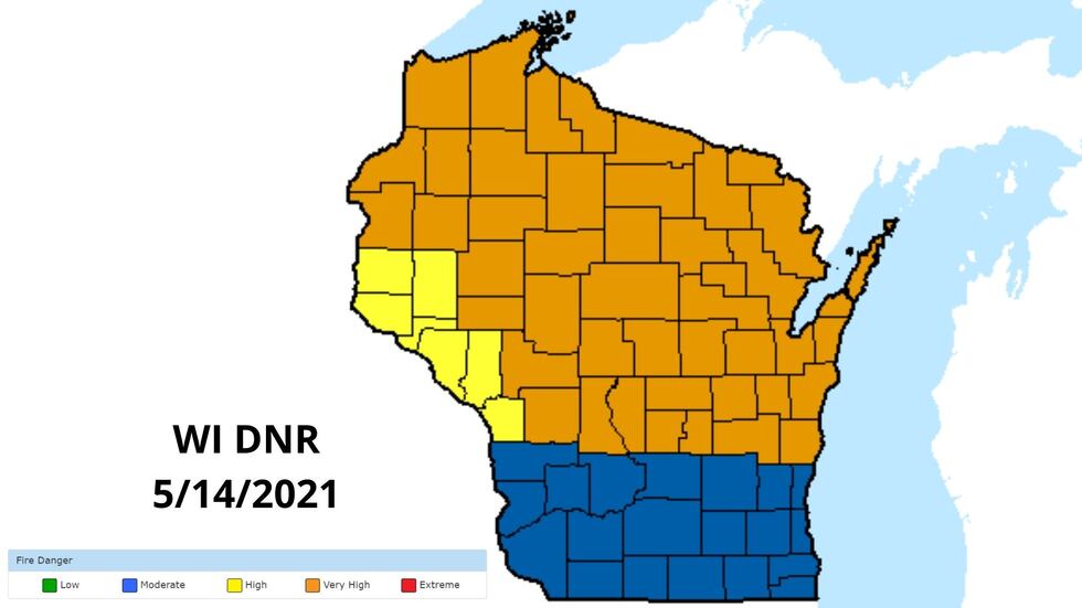 Fire Numbers Wi DNR: Fire danger very high across most of Wisconsin