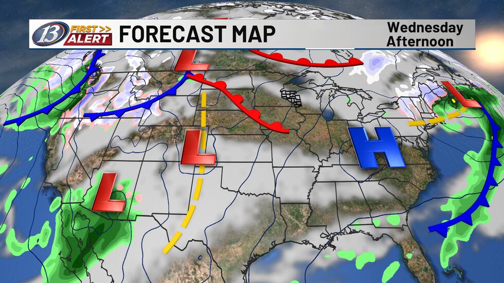 Wednesday forecast map
