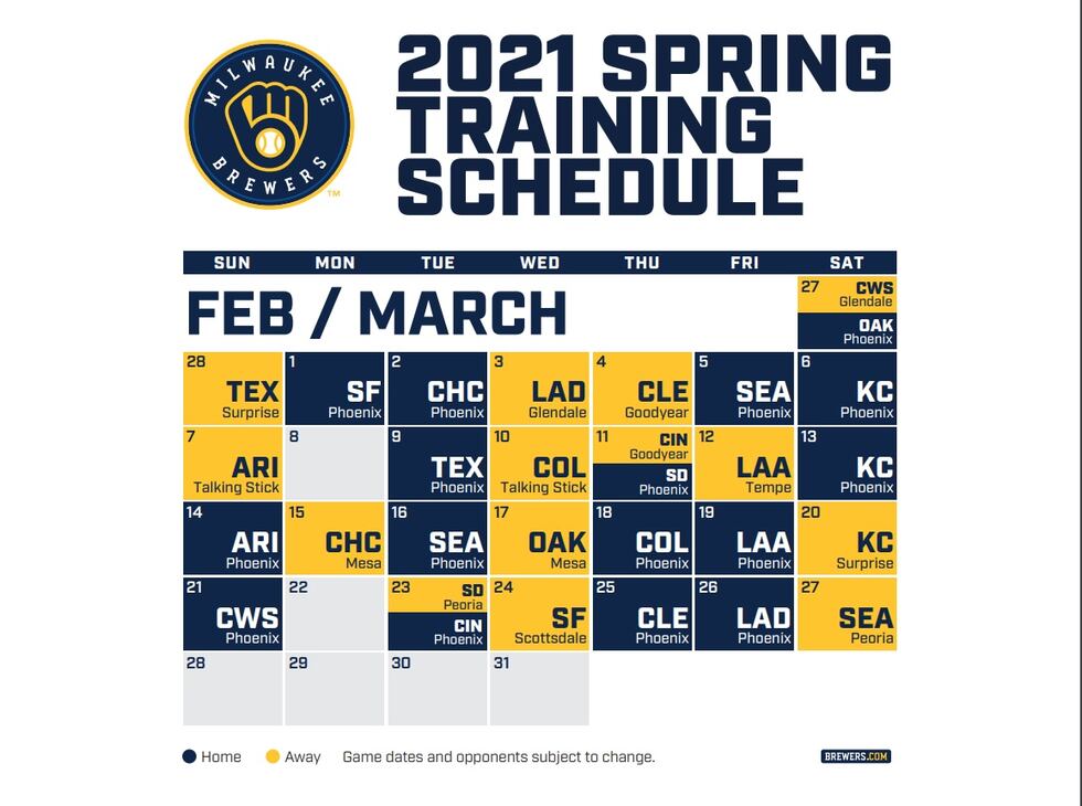 Brewers announce 2021 Spring Training Schedule brewers-announce-2021-spring-training-schedule