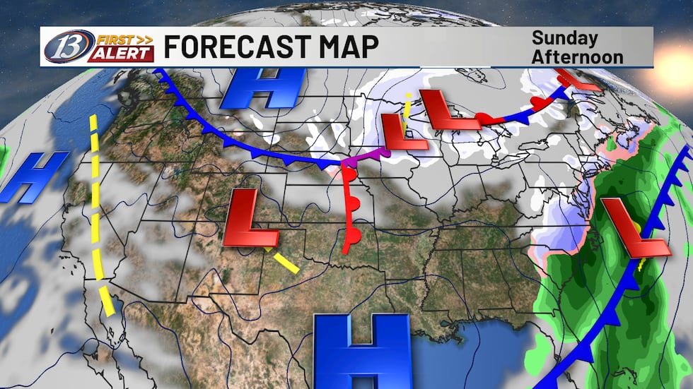 Another round of snow arrives into Sunday morning.