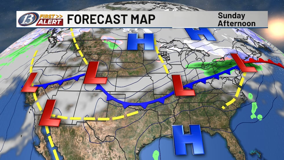 Colder weather arrives for Sunday.