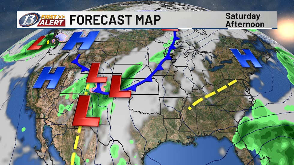 A cold front will approach from the west to end the weekend.