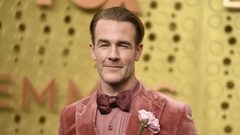FILE - James Van Der Beek arrives at the 71st Primetime Emmy Awards on Sunday, Sept. 22, 2019,...