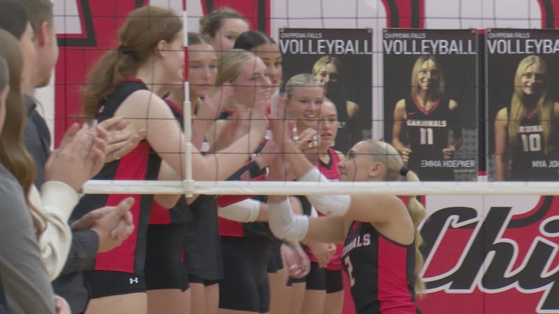 Chippewa Falls hits the floor for a Big Rivers volleyball match against Menomonie.