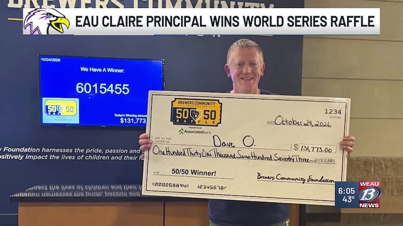 Eau Claire Memorial principal wins 50/50 raffle in World Series Game 2 (10/26/26)