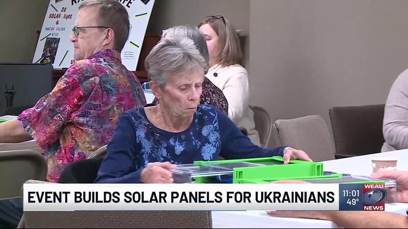 Event builds solar panels for Ukrainians